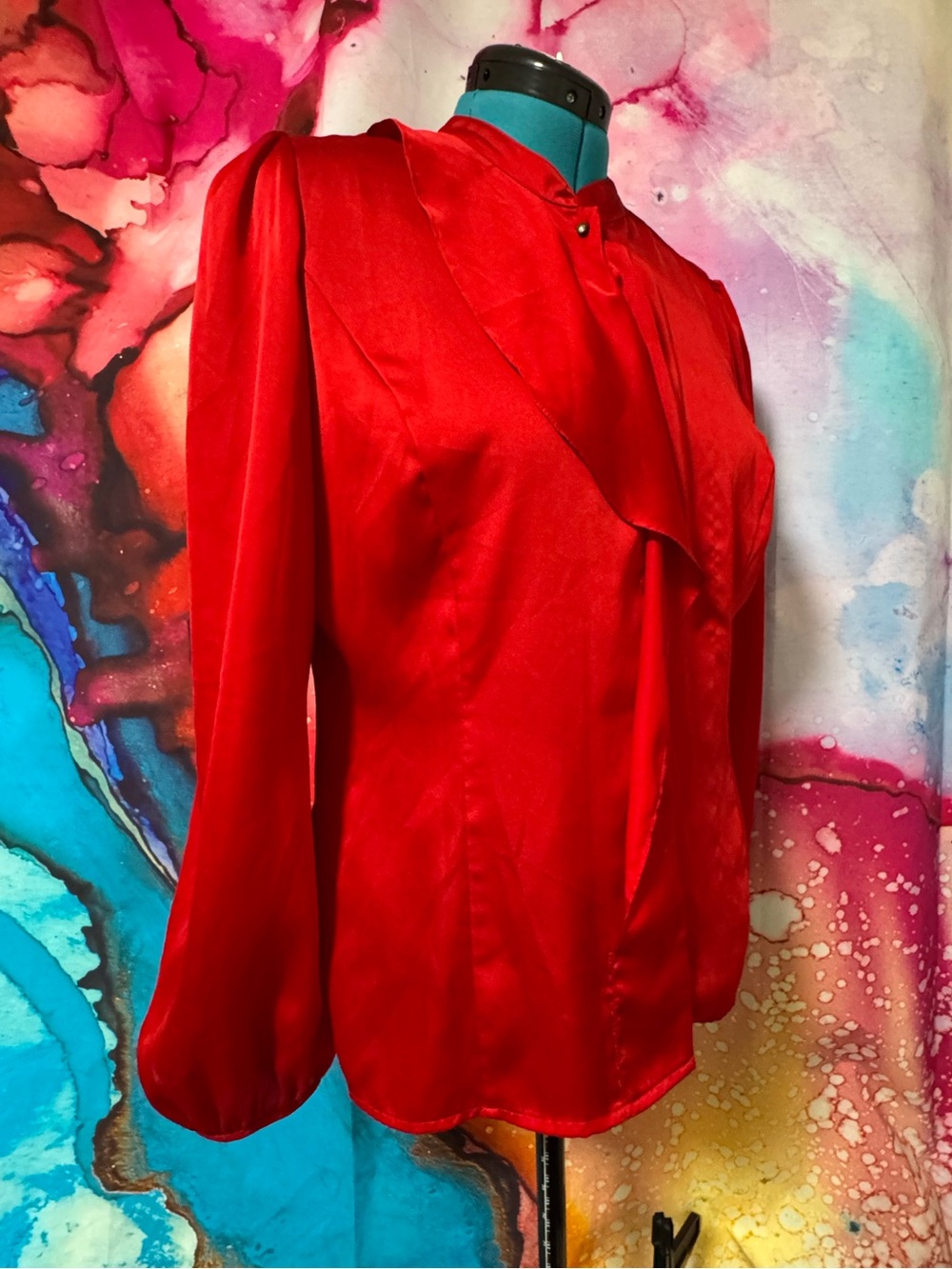 Worthington Red Satin Tie-Neck Blouse